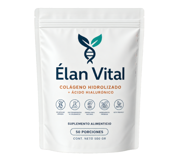 Élan Vital colágeno hidrolizado con ácido hialurónico, 500 g
